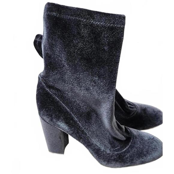 Sam Edelman Women's Blue/Gray Velvet Ankle Boots with 4" Block Heels Size 9 - Picture 4 of 7